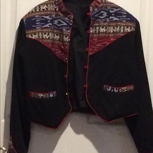Black woven design boho/tribal/ethnic short jacket ✨